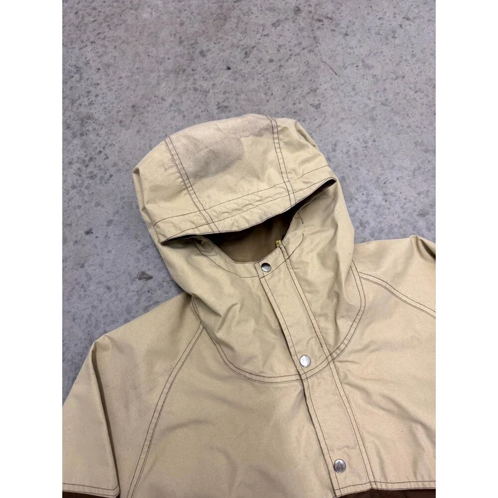 Vtg 80s Force 10 Jacket Mens Large Gore-Tex Brown Zip Snap Hooded Western Yoke